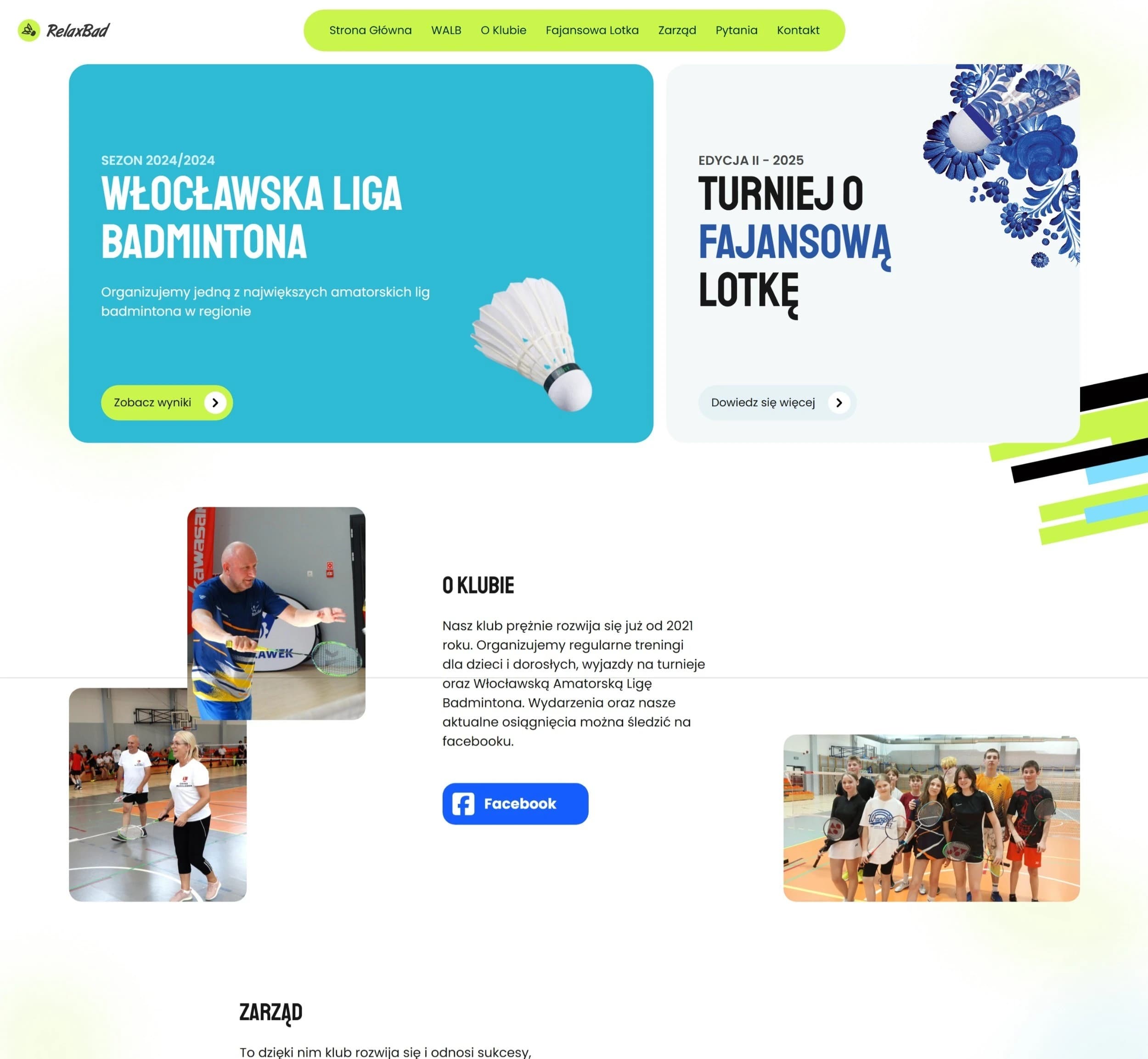 Projekt strony internetowej Klub Sportowy Relaxbad